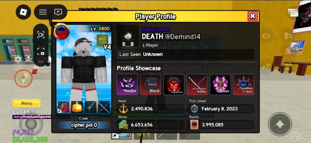 Trasjng it for perm buddha
Has all fightning style
Has all guns
Has all swords
Has all race v4
Has pwrm drag yeti and lightning (purple)
Has all acesories
Has 500 rbx
Has rare titles



Im tradjng it for perm buddha or perm kit and im ngf