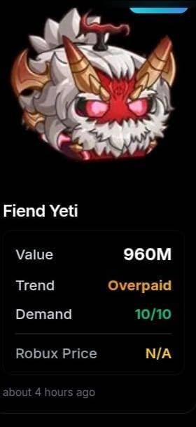 Trading
👺Fiend yeti🥶×1
💨 Gas 💨×1
🚪Portal🚪×1
🐘Mammoth🐘×1
(I need good skin and 3 good fruits )